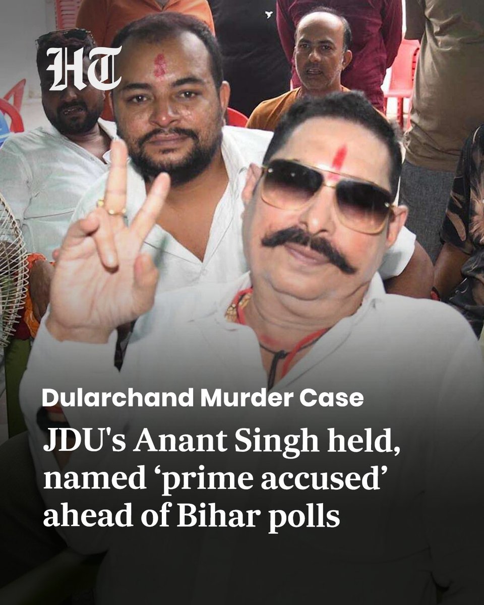 ashokmalik's tweet image. With just days left for 2025 #BiharAssembly polls, state police have made a big arrest in #JanSuraaj supporter #DularchandYadav&apos;s murder case. #JanataDalUnited (JDU) candidate #AnantSingh has been arrested, and also named prime accused in the murder case. hindustantimes.com/india-news/dul…