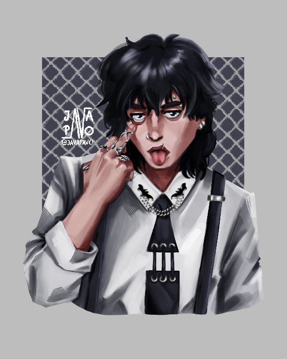 javapavo's tweet image. here is Dorian Graves, my new character for another TTRPG campaign. the goth teen who loves fashion and music🕺🎶 #ttrpgart #oc