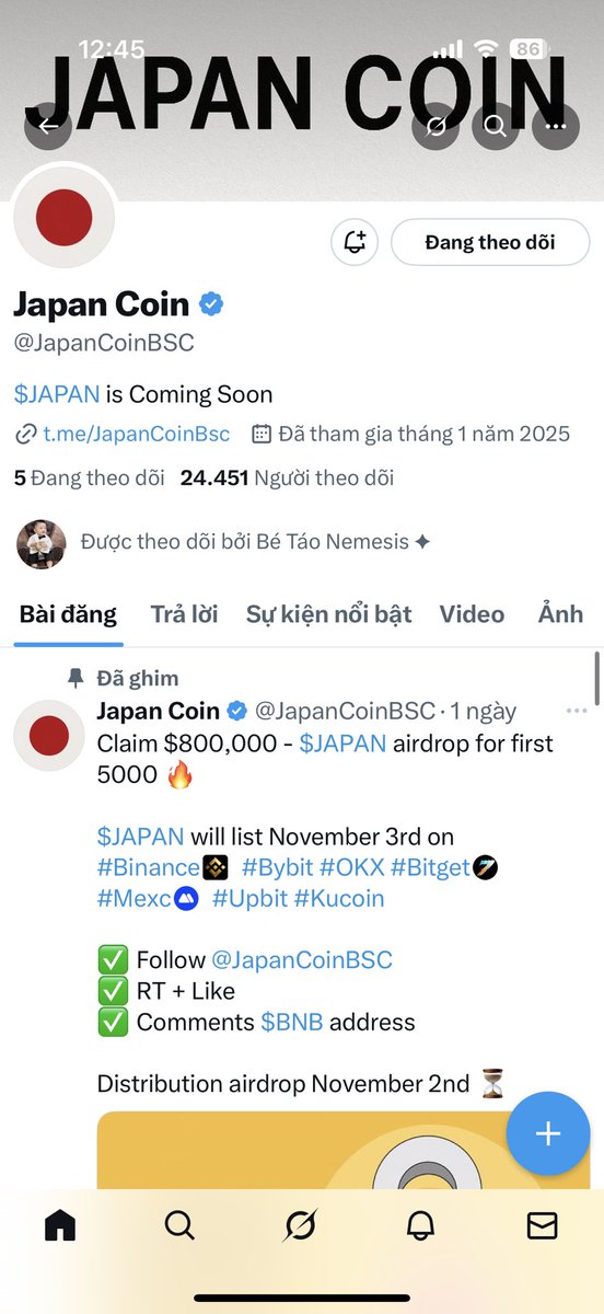 vuvinh92's tweet photo. @JapanCoinBSC 0x0b732715b13aa543c87b1cb12582ce0dc74647b9 https://t.co/8ArZFno1W6