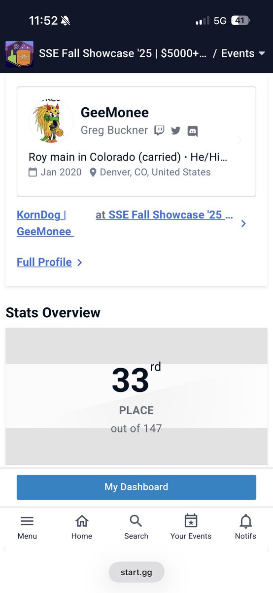 First time i feel like I played good at a showcase, even if I didnt make top 32. Also shoutout David
