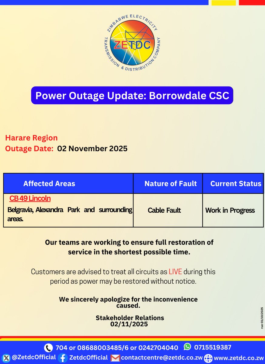 AsterXe_dex's tweet image. #PowerOutageUpdate
#HarareRegion
#BorrowdaleCSC