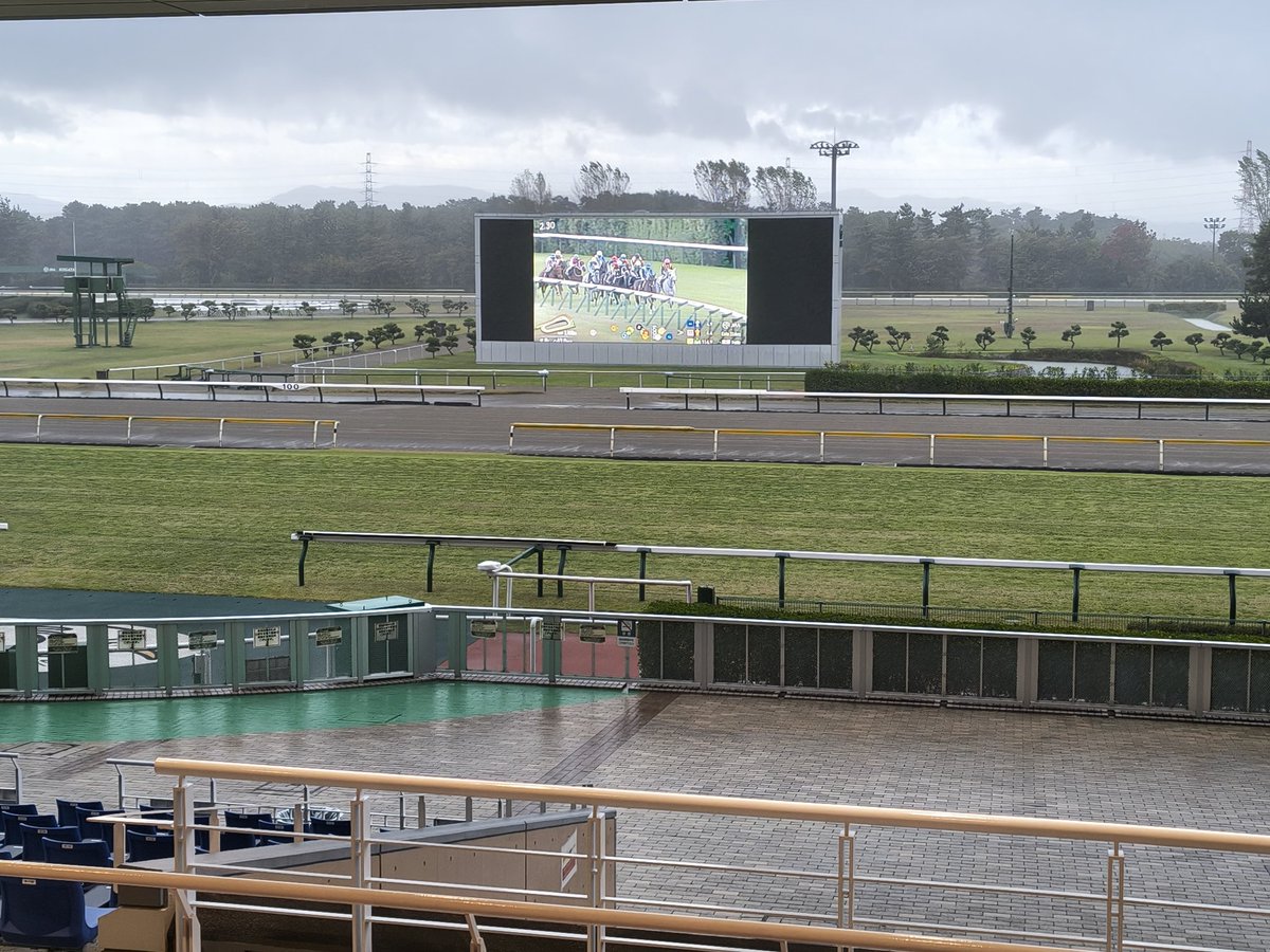 今日の新潟競馬場は絶好のアンパンマンショー日和でしたが、ショーの終わり頃にアンパンマンを狙って暴風雨が襲ってきました。
