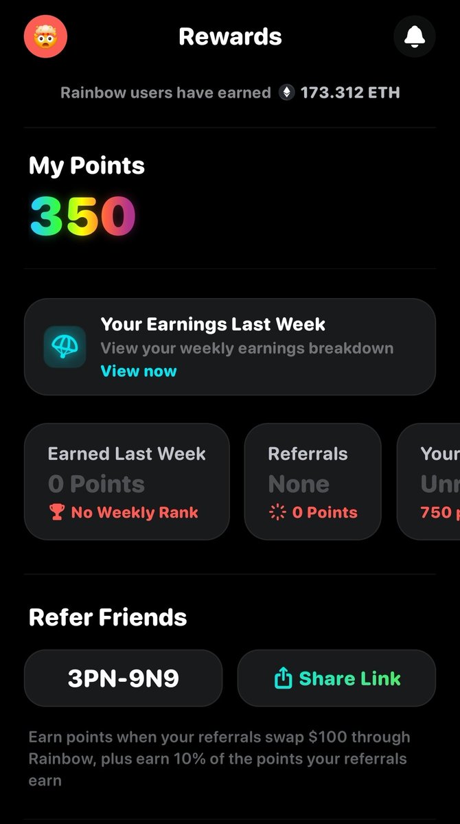350 points locked in <a href="/rainbowdotme/">Rainbow</a> already 📌 

It's time to go harder this week and stack more points. 

$RNBW is coming, and I can't afford to miss out on what's coming. 

How many points have you stacked thus far?