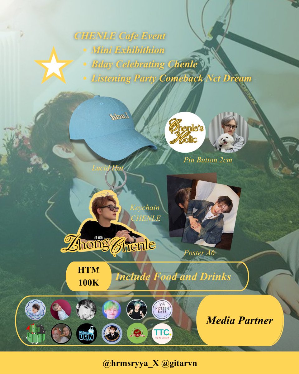 LELECIAGA's tweet photo. media partner!

✨🐬DIVE INTO CHENLE’S °⋆.🎵✨
CHENLE’S BIRTHDAY  x Listening party NCT DREAM

Let’s Celebrate together at…
📍Milestone Cafe, Bandung
🗓 Minggu, 23 November
🕰 13.00 - end

HTM 💸 100.000
RSVP :  https://t.co/oGHvNT7k7m
CP DM IG : @ hrmsyaa_ https://t.co/0702XEjCwP