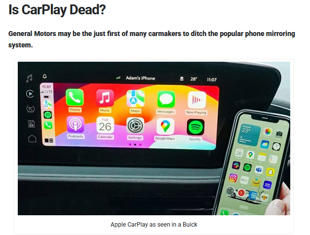 cgautomotive's tweet image. blog.consumerguide.com/is-carplay-dea…
Publisher Tom says it is. Read why: #AppleCarPlay #AndroidAuto #CarPlay #Bluetooth