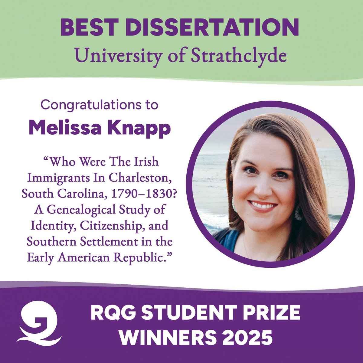 Student Prize Winner #3 was nominated by the University of Strathclyde for best dissertation. Congratulations Melissa Knapp!
#genealogy #familyhistory #strathclyde