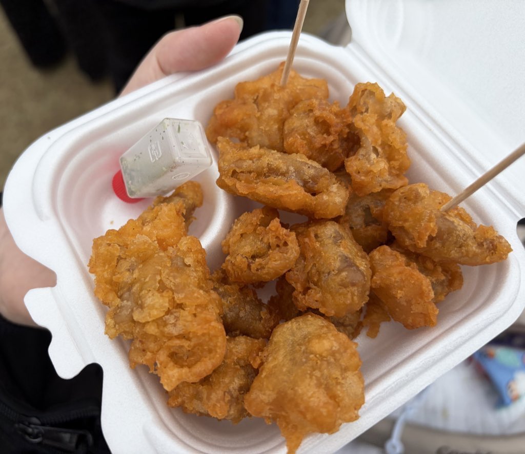 it921112's tweet image. 浜松城公園で開催された湖のマルシェに行ってきました！
大好きなエルカミーノさんのパエリアやスパイスカレー、珍しいホルモンの唐揚げを食べました🍚
娘へのプレゼントとしてかわいいハンドメイドのリュックも買いました👼
賑わっておりいいイベントでした😊