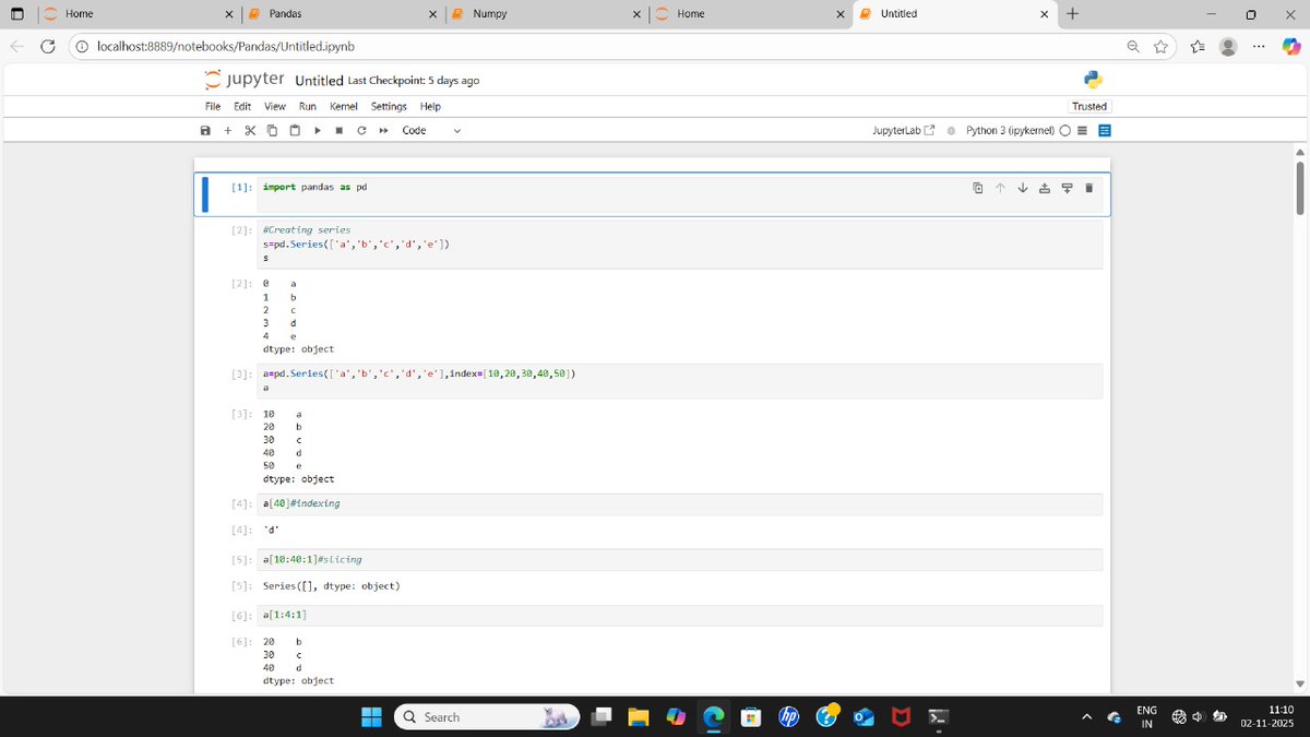 Sonali_Gupta070's tweet image. Day 23
🔹Today I learned how to create random number arrays, concatenate arrays, and perform horizontal & vertical stacking in NumPy.Also got introduced to the Pandas library — excited to explore data manipulation! 🐼💻
#100DaysOfCode
#zigbee