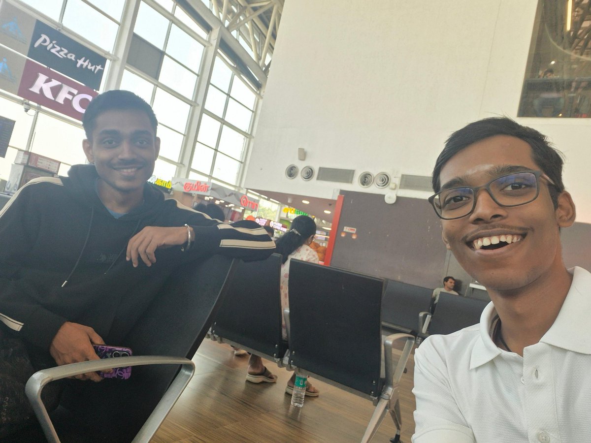 rpraggnachess's tweet image. Heading towards my next game in Goa - the #FIDEWorldCup2025 along with GM Aravindh anna. Do follow the game and keep supporting. Cheers!