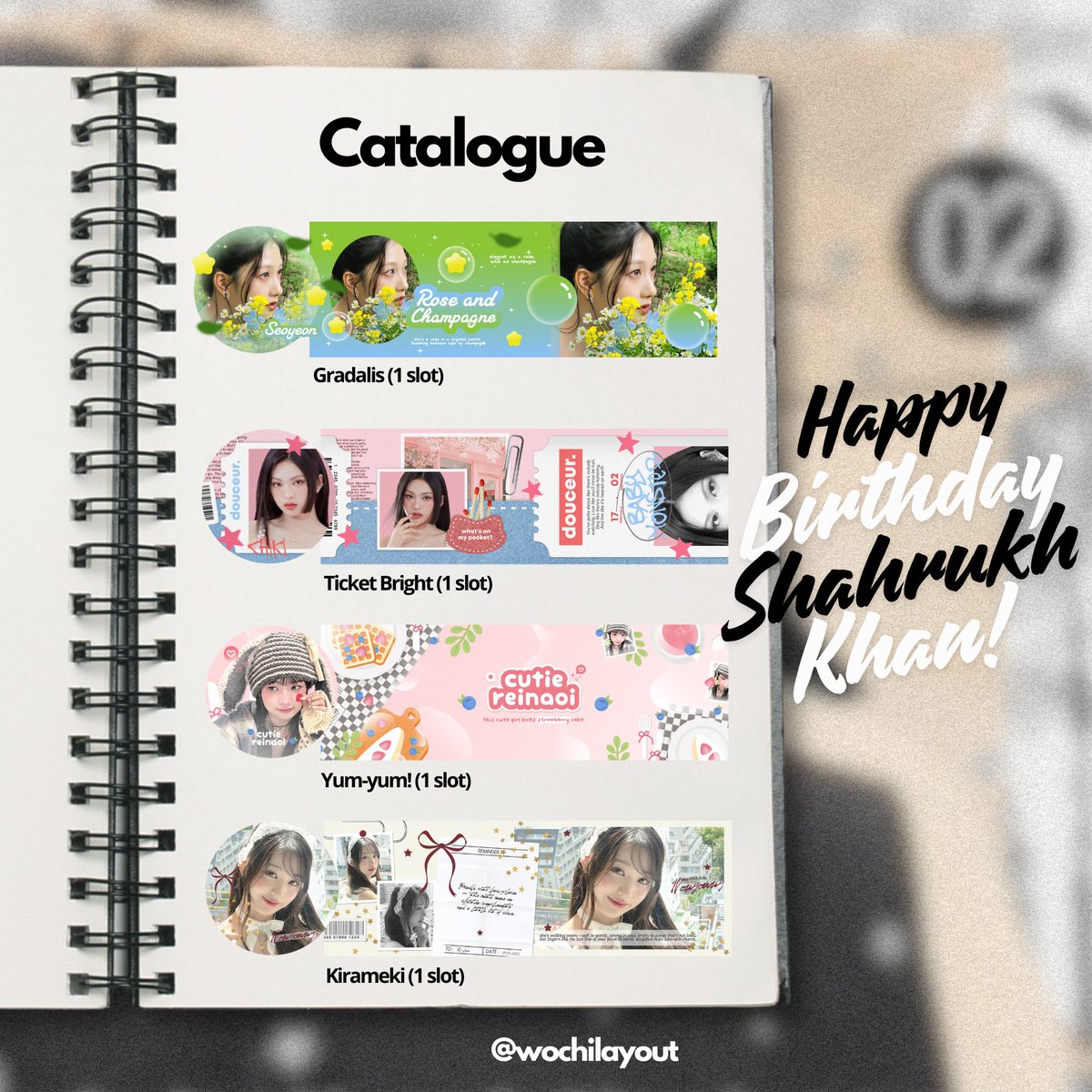 Help RT or repost kalau liat ini, makasi 💗 #zonauang

Halo gusy! Aku ada giveaway 4 FREE REQ LAYOUT (katalog ada di pict) dalam rangka birthday king Shahrukh Khan yang disponsori oleh <a href="/iam0srk/">𝓘sya𖧷̷۪</a> 🩷✨ 

Caranya gampang kok! More info ada di tweet selanjutnya yaa ☝️