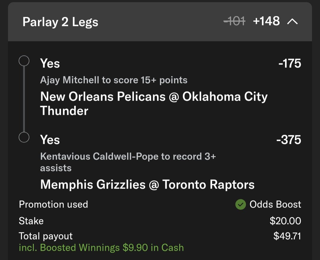 Here's bet 2..
Ajay has hit this 5/6 with the one miss by 1 point. New Orleans is 29th in points surrendered to guards. 
Caldwell Pope has hit this every game this year so far. -101 before boosts.