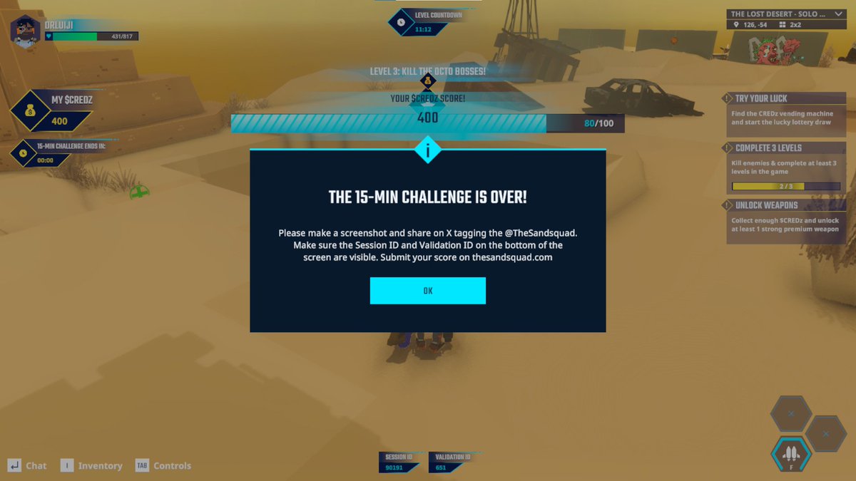 My best score in the new Solo Warrior 15-min Challenge by <a href="/TheSandsquad/">The Sand Squad</a>