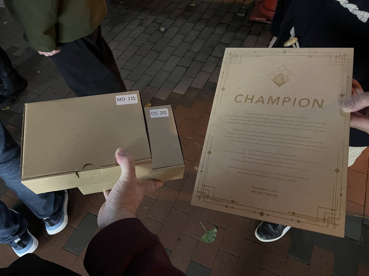 EZONE12
OS部門で2位
MO部門で優勝でした！
EZONEで初めて優勝できました😊
ありがとうございました！！！