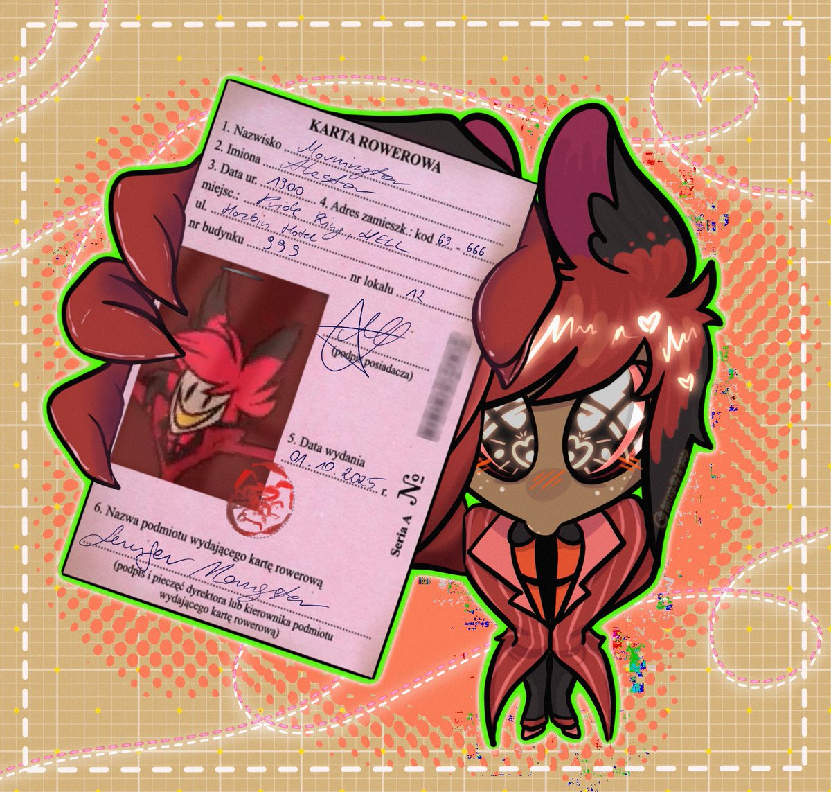 Look at this cutie, so proud that he can legally ride a bicycle now

#Alastor #HazbinHotelAlastor