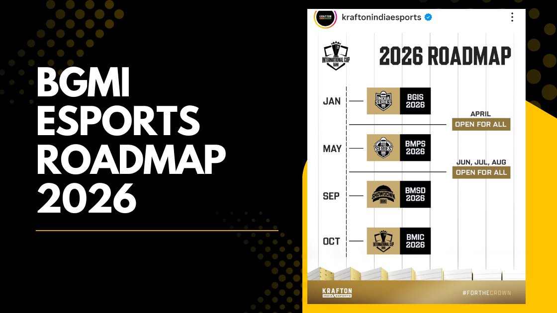 #BREAKING: Krafton India reveals BGMI Esports Roadmap 2026 (Jan–Oct)

🇮🇳 🏆 BGIS (Jan) – Open-for-all kickoff
🔥 BMPS (May) – Pro league with ₹2 Cr+ prize
🎯 BMSD (Sept) – 48 top squads, ₹1 Cr prize, PMGC slots
🌍 BMIC (Oct) – Global LAN showdown with intl. teams

Third-party
