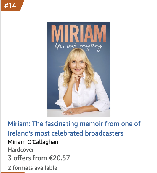 Today, 18 days after release, Vandalising Ireland is still the No.1 bestselling book on Amazon Ireland.

Having beaten off Matt Cooper's book it has now beaten off Miriam O'Callaghan's Autobiography which stands at No. 14. 

The media and political class see it. Make no mistake.