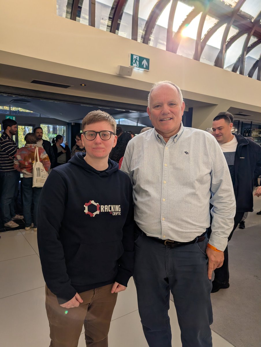 JustDoingMaths's tweet photo. Met Simon and Mark from @crypticcracking today, watching them solve a live episode was pure joy, and meeting them afterwards was even better. I don’t think I stopped smiling the whole time! They’re every bit as brilliant and kind in person as they are on video. https://t.co/Ibl0mlmVq8