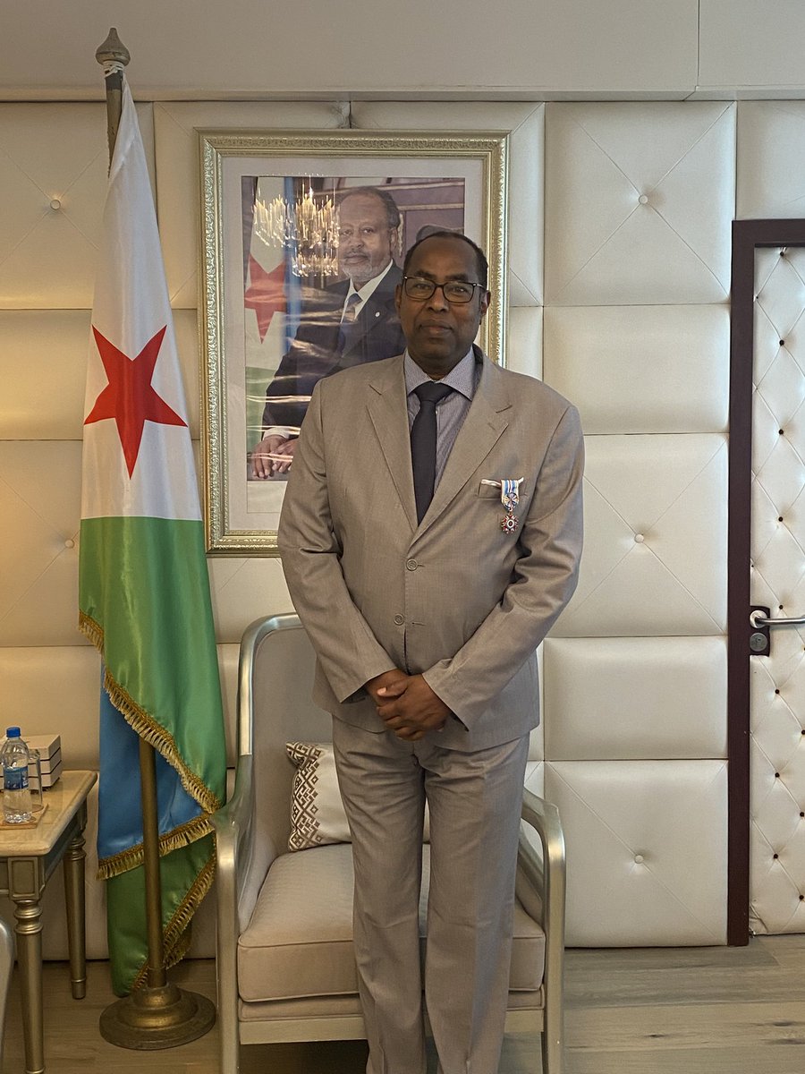 Today, in a nostalgic mtg, my friend Prof. Badejo &amp; I, were decorated with Djibouti Order of 27 June 1977, by the P.M, on behalf of Pres. Ismail :25 yrs ago at Arta I delivered Kenya’s congratulatory message @ the successful Somali Peace Process &amp; swearing in of the Somali Pres.