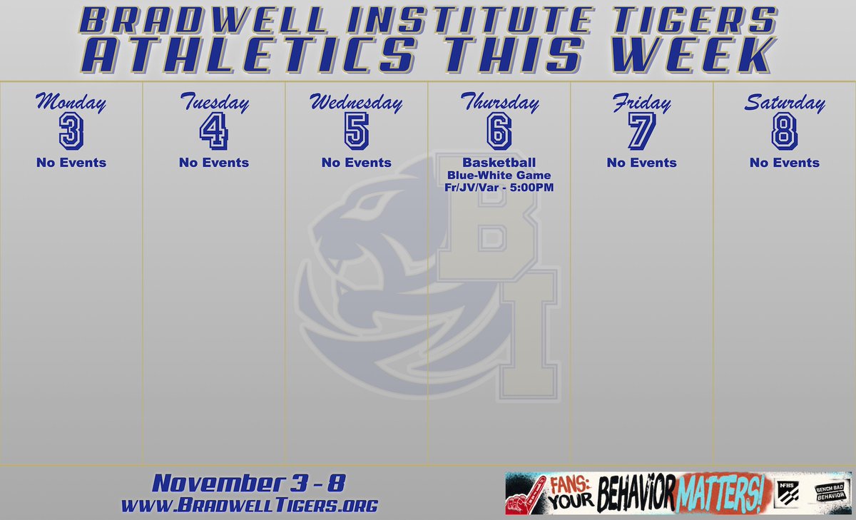 Tigers Athletics this week!! Come out and support your Tigers!!! #BIUKnow
Tickets at gofan.co/app/school/GA2…
Watch live at nfhsnetwork.com/schools/bradwe…