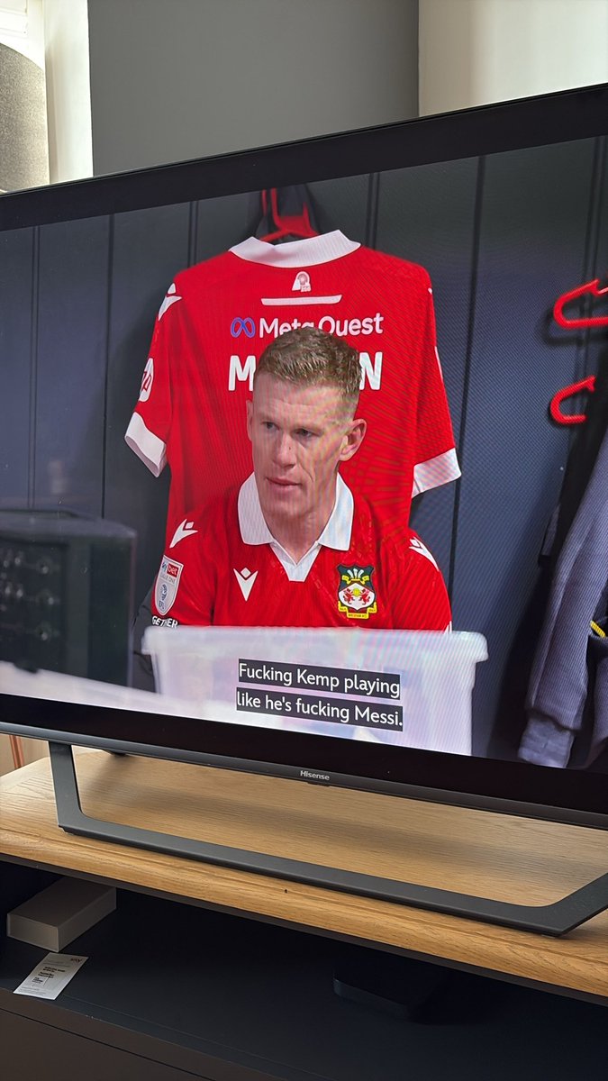 jonkinahan's tweet photo. Only just catching up with this season of Made in Wrexham. Thoroughly enjoying the Stevenage win and this comment at Half Time from Wrexham 😂😂 #uptheboro #stevenagefc https://t.co/elMynJb7yj