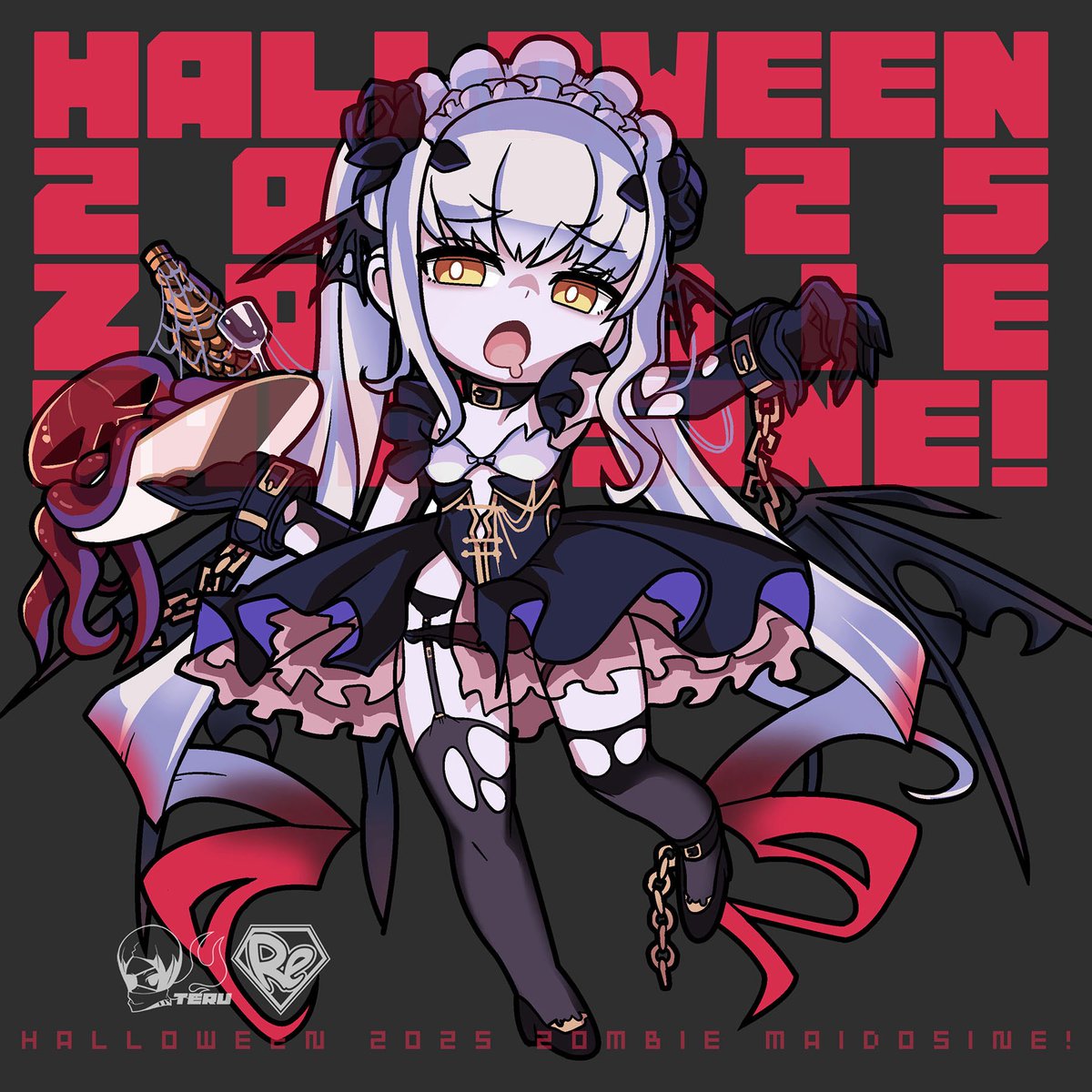 g3gogogo's tweet image. ハッピーハロウィン！…えっ、もう終わってる？自分の体内時計では今ハロウィンなのでOK！というわけでCHOCOさんのゾンビーヌSD。 #FGO #メリュジーヌ #ハロウィン