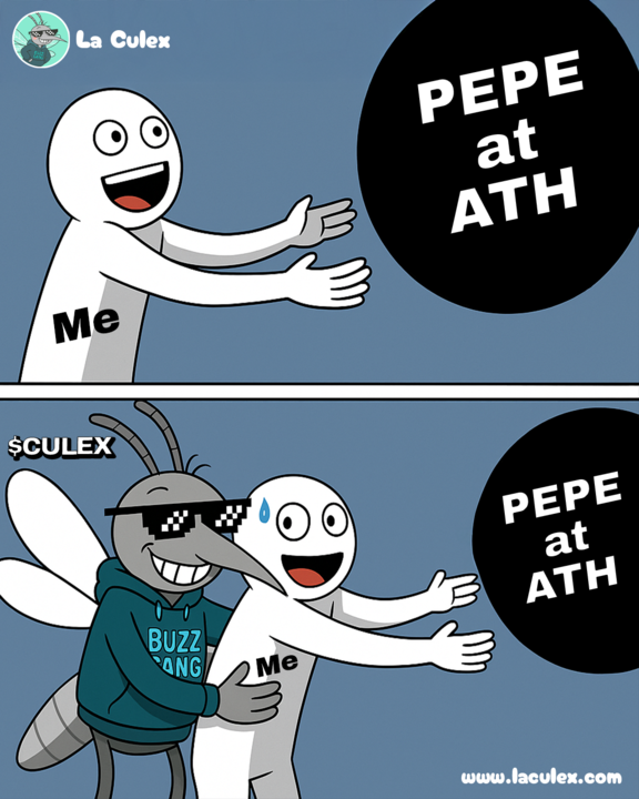 LaCulex's tweet photo. POV: You were reaching for PEPE at ATH… 🐸
but $CULEX whispered, “Buzz smarter, not later.” 🦟
Now you’re holding the next big sting. 💰
🩸Buzz Smarter, Buy Earlier: https://t.co/ZZqMwojtU9
#LaCulex #CULEX #CryptoMeme #MemeCoin #BullishBuzz https://t.co/2i8ujpycTk