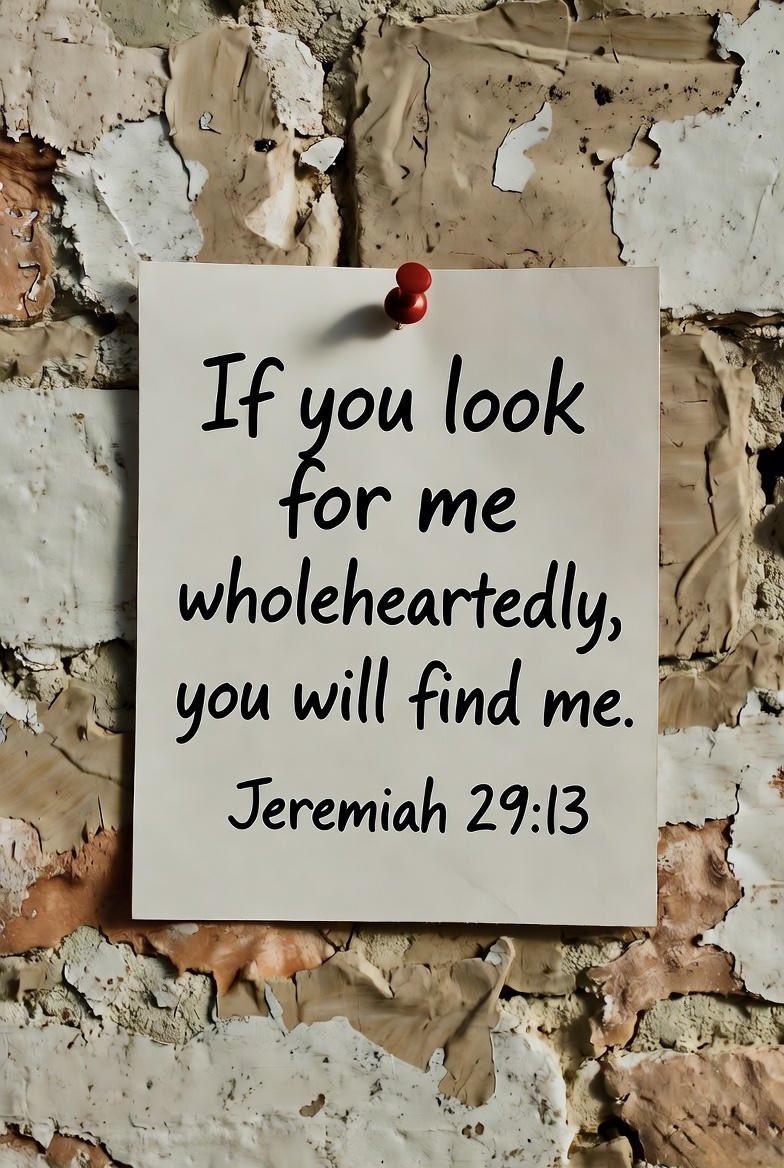 For I know the plans I have for you, says the Lord. They are plans for good and not for disaster, to give you a future and a hope. In those days when you pray, I will listen. If you look for me wholeheartedly, you will find me.
Jeremiah 29:11-13