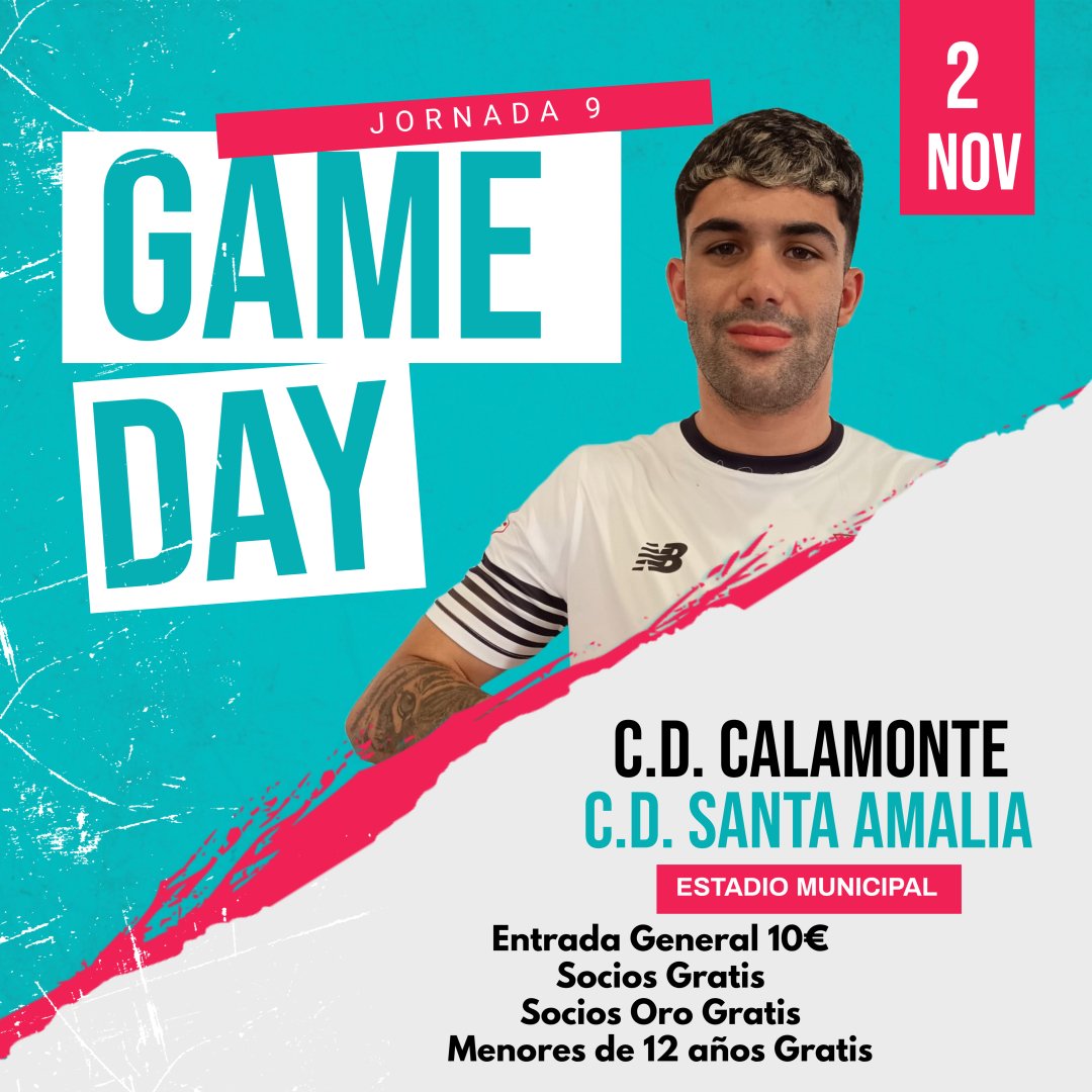 ⚽ HOY JUGAMOS 

12:00 Horas 
📍 Calamonte 
🏟️ Estadio Municipal 
Jornada 9° Tercera RFEF 

<a href="/CCalamonte/">CD Calamonte</a> 
<a href="/CDSantaAmalia/">C. D. Santa Amalia</a> 

#yosoycalamonte