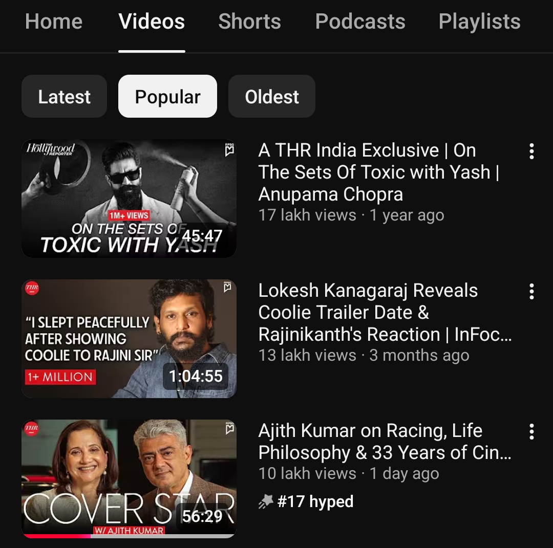 TrollywoodX's tweet image. #AjithKumar&apos;s interview with THR hits 1 Million views within 40 hrs. Their 3rd most popular video in the channel. 

Talk of the town and huge hit everywhere except in Anils world.