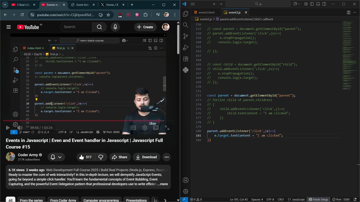 Akashma74696139's tweet image. Day 30 of Defence Challenge Topics covered :- Events in Javascript | Even and Event handler in Javascript Thank you sir so much 📷 #coderarmy #100DaysOfCode #WebDev #codingjourney
@rohit_negi9
@adityatandon02