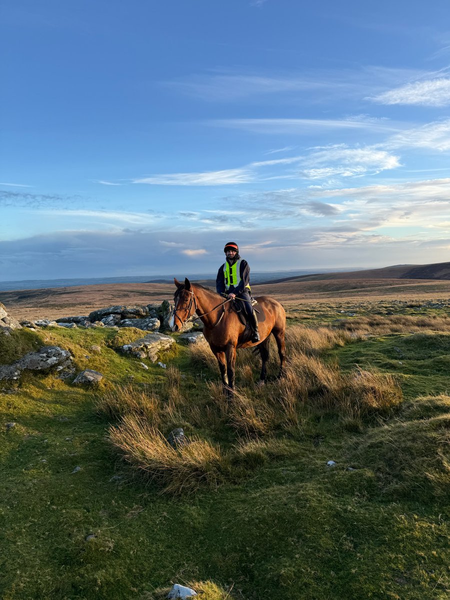 ToltlyEquine's tweet photo. Trail blazing through Dartmoor National Park. We rode past granite tors reaching skywards, silhouetted by the stormy sky, navigated narrow tracks, flowing with freshly fallen rain and cantered along the sodden tracks with the wind blowing an ivy cold deluge in our faces. https://t.co/ImXVtRmcgU