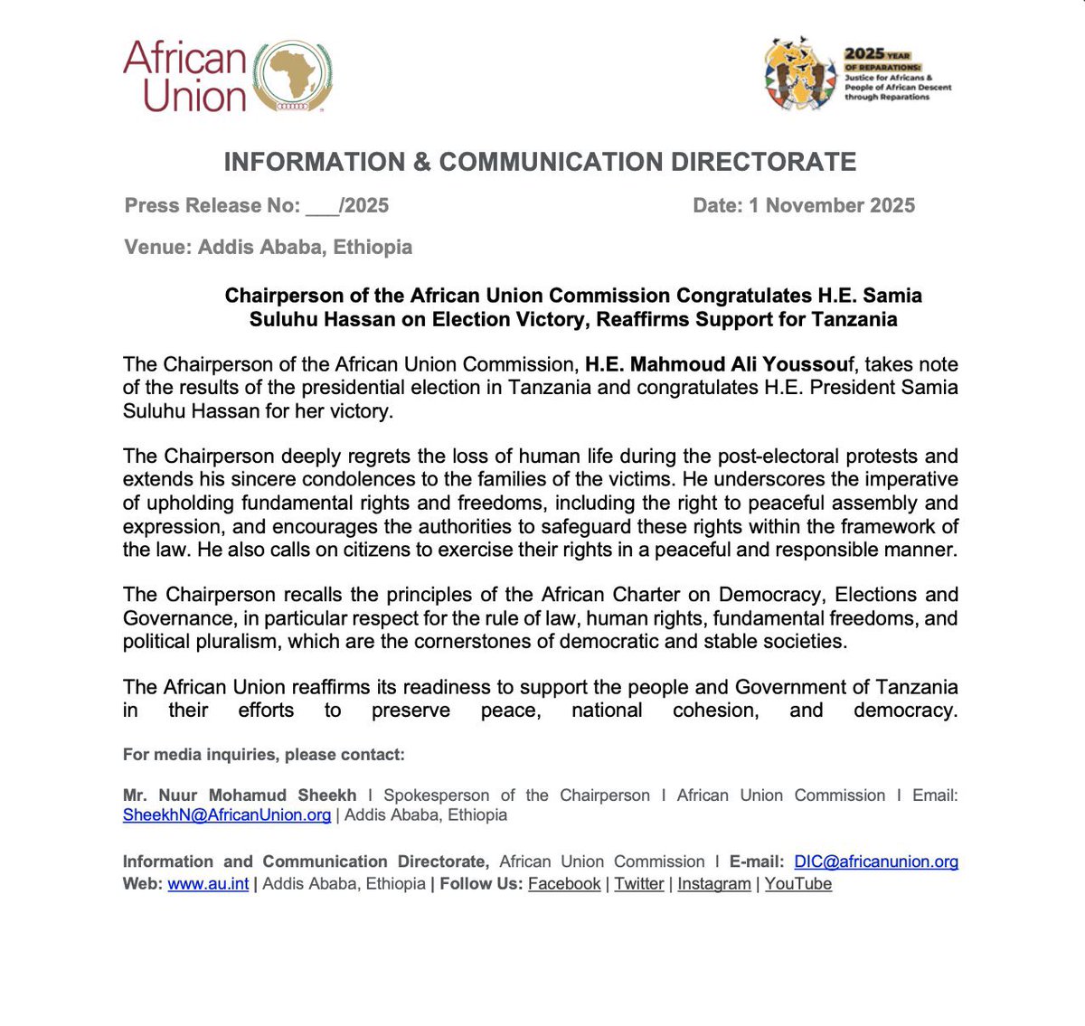 This statement, if it is indeed the reflection of the AU and it’s member states, confirms that the AU is nothing but a club of despots whose sole purpose is to safeguard and legitimize the misrule and atrocities of member despots. <a href="/_AfricanUnion/">African Union</a> <a href="/PeteHegseth/">Pete Hegseth</a> <a href="/realDonaldTrump/">Donald J. Trump</a>