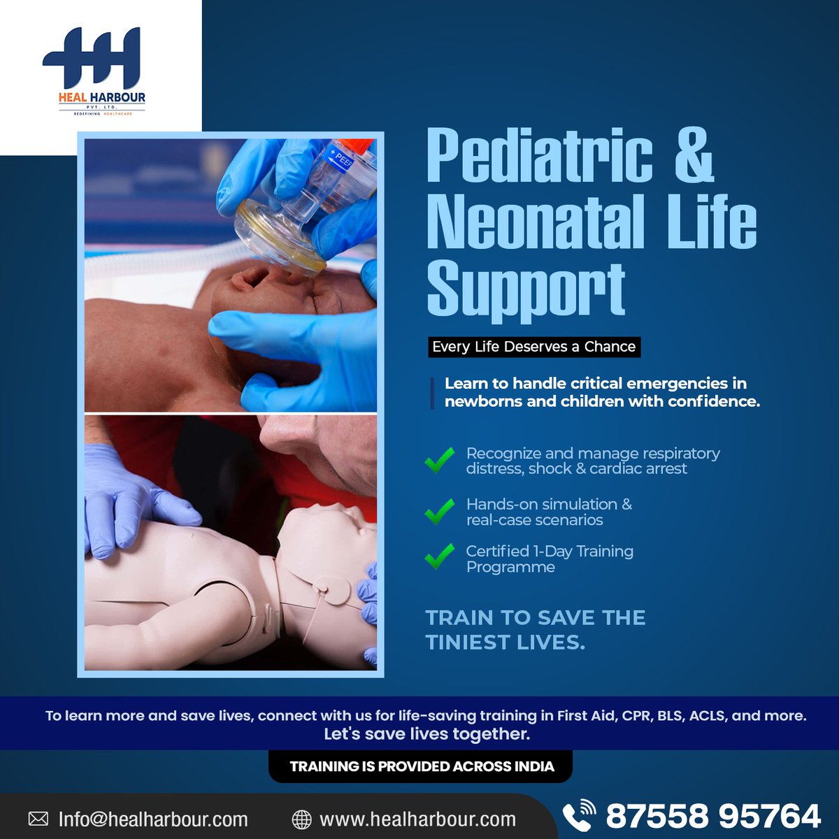 HarbourHeal's tweet photo. Pediatric &amp; Neonatal Life Support👶 

Every Life Deserves a Chance
Train to Save the Tiniest Lives — with Heal Harbour.

📞 Call Now: 87558 95764

#PNLS #LifeSupportTraining #PediatricCare #SaveLives #HealHarbourPvtLtd #Training #Healthcare #HealHarbour #India https://t.co/QC7FYQZy0Y