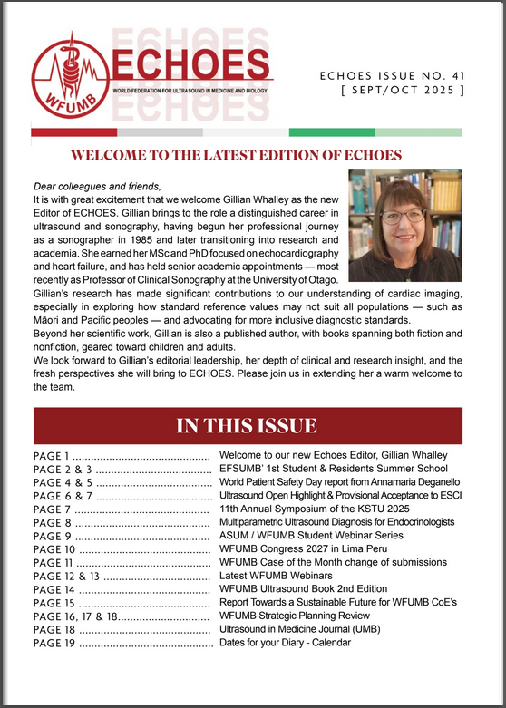 📬 Have you seen the latest WFUMB ECHOES September/October 2025
It’s packed with ultrasound news, expert views, and global reports you won’t want to miss.

🔗 Read it here: online.fliphtml5.com/lrkyfg/khlo/