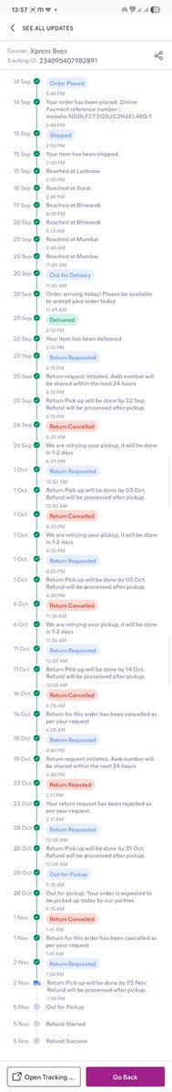 RRD_97's tweet photo. What's going on here @Meesho_Official ?
What kind of process do you have in these kinds of situation where noone is coming to pick up the product?
The call center team tells that there's no other process.
How will I get my refund now?
#PoorService #Ecommerce @jagograhakjago https://t.co/aCygr7rNK4