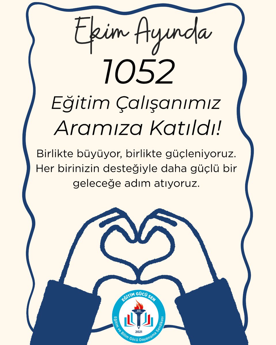 Ekim ayında 1052 yeni eğitim çalışanı Sendikamıza katıldı, birlikte büyüyen mücadelemize yeni bir enerji kattı.

Aramıza hoş geldiniz! Birlikte yol aldıkça sesimiz daha gür çıkıyor!

#BirlikteGüçlüyüz