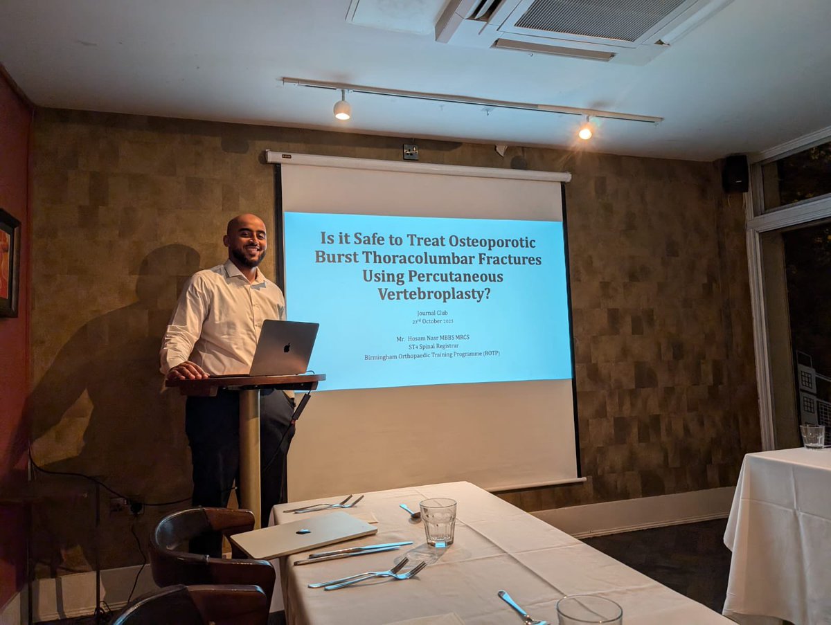 Fantastic evening at the Spinal journal club, where we discussed whether osteoporotic thoracolumbar burst fractures can be treated with verteboplasty. Should we be referring more patients for verebroplasty?