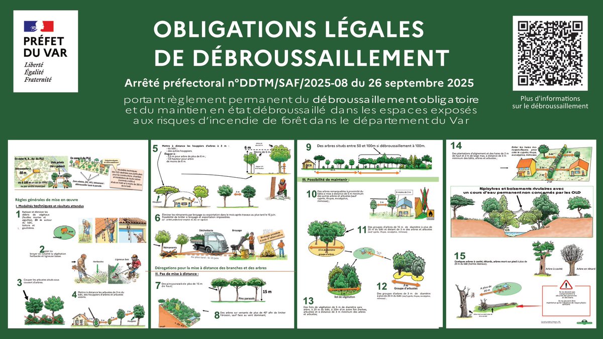 #Prévention | 🌳 Le débroussaillement de son terrain et des voies d'accès est le plus sûr moyen de se protéger des #FeuxdeForêt.
👍 L'Office  national des forêts a conçu un livret qui détaille les opérations à réaliser dans le cadre des obligations légales de débroussaillement