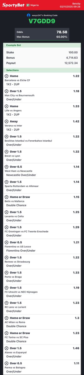 Football ⚽️⚽️⚽️

Stake Responsibly 🔞 SportyBet

PLAY | FLEX | EDIT | REPOST

<a href="/cindy_blog/">Cindymonel™</a> <a href="/HeistBet/">BET (with) PROFESSOR 🇬🇭 🇳🇬</a> <a href="/Game_Analyzer1/">A N A L Y Z E R 𓃵</a> <a href="/sportxanalytics/">SportsXAnalytics</a> <a href="/soccerpunterr/">Football ⚽️ Pro Punter</a> <a href="/dmajekal1/">Mr Majek</a>