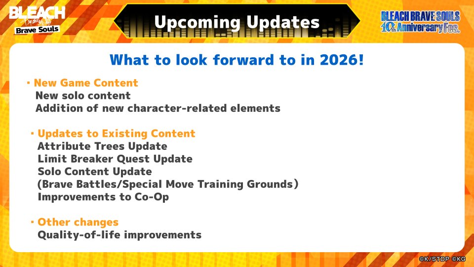 bleachbrs_en's tweet photo. 📢 Upcoming updates!📢

Here's a summary of what's coming to Brave Souls in 2026!🔥

#BraveSouls #BraveSouls10th #BraveSoulsFest https://t.co/daOD1HNObu