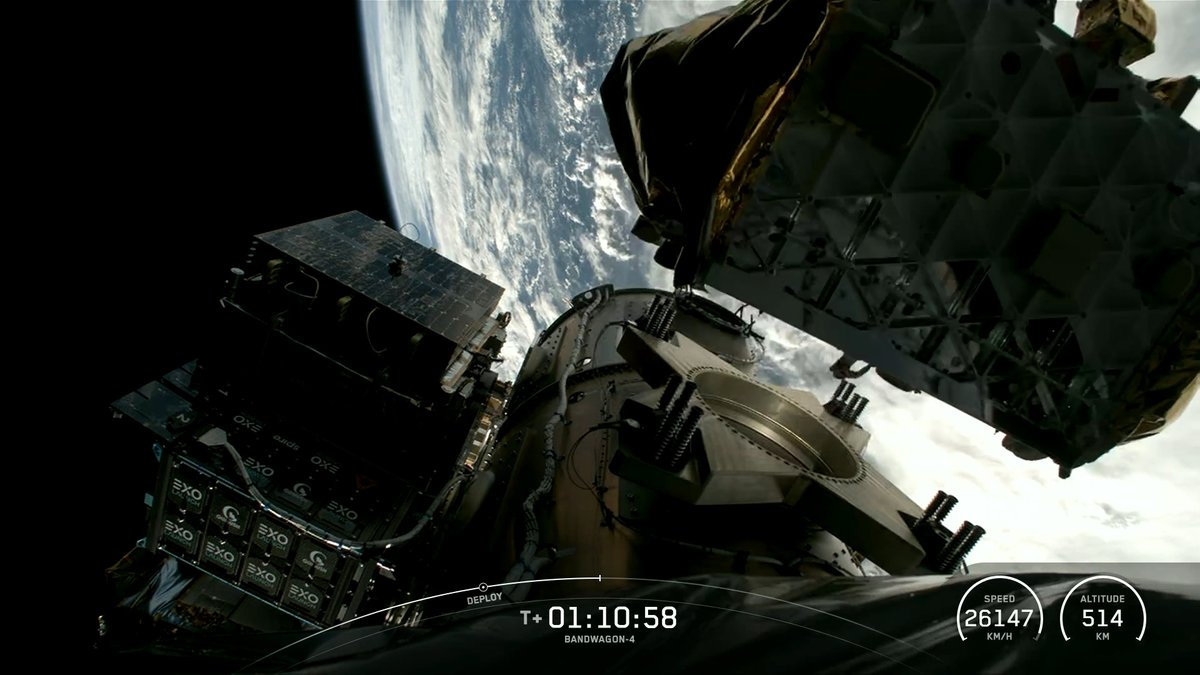 🚀 Ce matin, #Falcon9 a lancé la mission Bandwagon-4, 18 charges utiles en orbite héliosynchrone dont un satellite radar coréen et Haven Demo, une démonstration technologique pour le futur système de propulsion de la station spatiale privée Haven-1 de Vast 
📷 Spaceflightnow