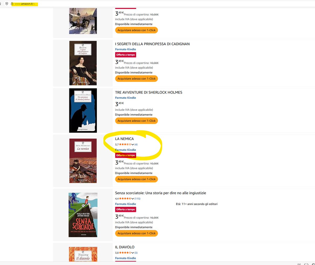 msarigu72's tweet image. Novembre ha portato una pessima novità nella visualizzazione dei risultati relativa alle offerte ebook di #amazon: nella scheda non compare più il nome dell&apos;autore, che va guardato nella immagine, e non viene più generata una url col riferimento alla pagina.