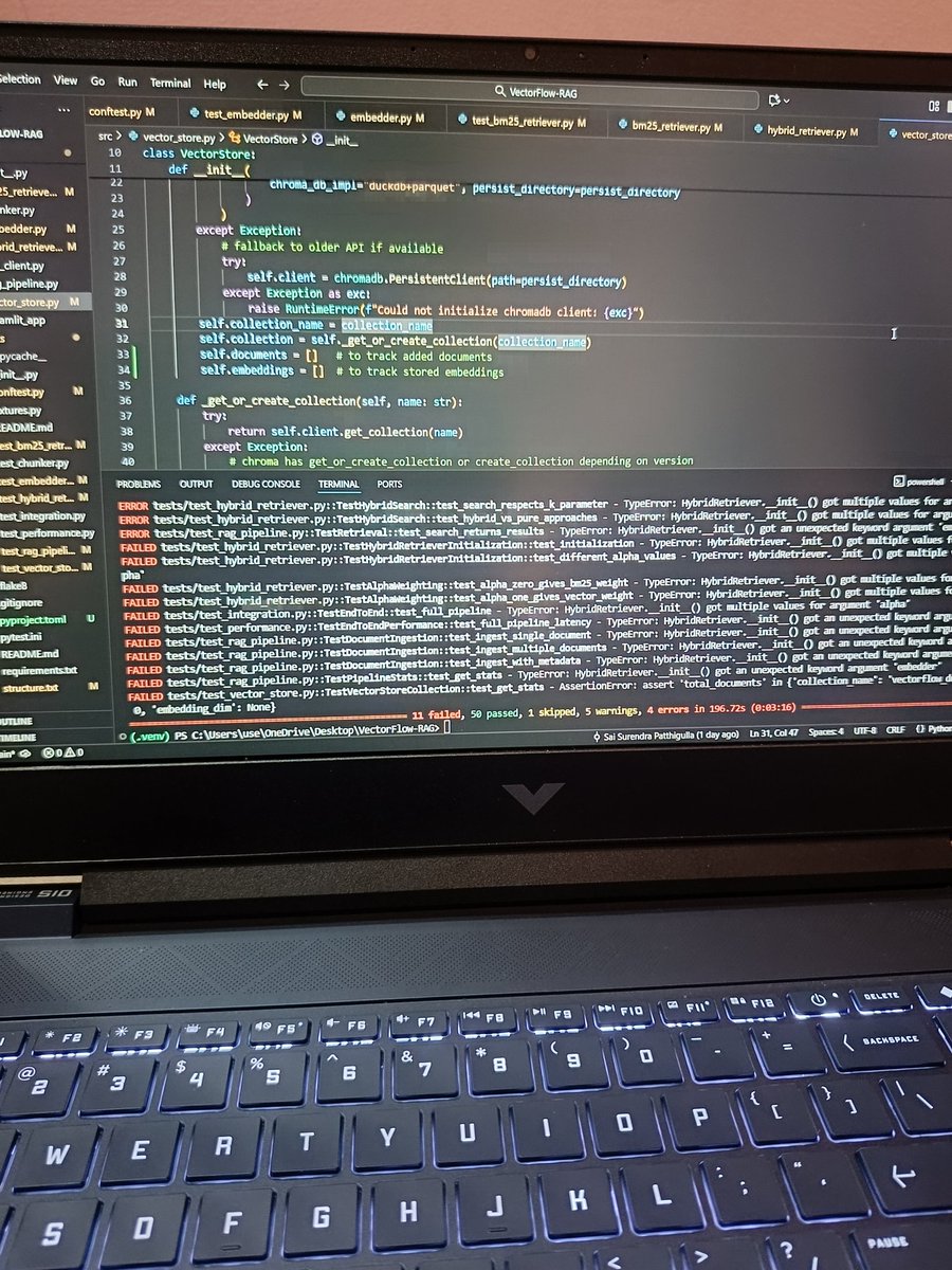 initlayers's tweet image. I am working on an open-source RAG system focused on efficient hybrid retrieval and evaluation.

It&apos;s been 10 days since I started the project. With mid-terms coming up next week, I&apos;ve decided to finish it tonight, no matter what. I will be working for the next 10 hours, taking…