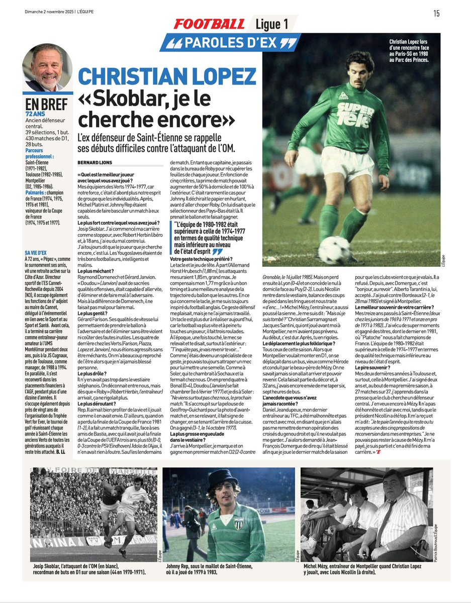 Un petit article dans le journal l'équipe aujourd'hui sur un ancien joueur #ASSE