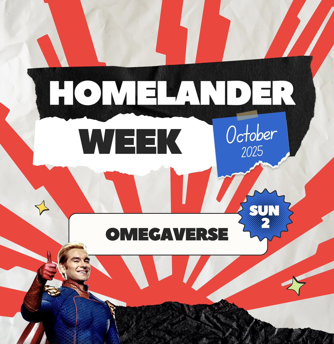 homelanderweek's tweet photo. This is it… the FINAL DAY of Homelander Week has arrived! 💔

                                     ── ⋆⋅ ★ ⋅⋆ ──

Day 7: Omegaverse ✨

Please use the hashtags so we can share your work!
#homelanderweek #homelanderweek2025 https://t.co/nFDiVu48by