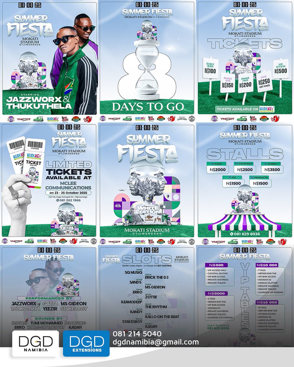 Proud to have worked on the official marketing designs for #SummerFiesta25 ⚪️🟣Another creative milestone for <a href="/DGD_Namibia/">DGD Namibia</a> ✨