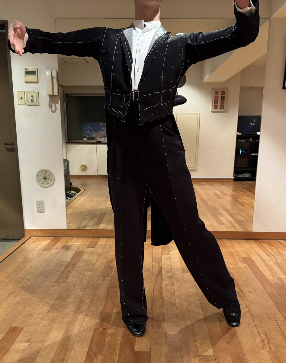 Hasebe 燕尾服 上下セット / ハセベ / 社交ダンス/ 競技ダンス 社交ダンス衣装 2点セット】ブラック hasebe ハセベ 燕尾服