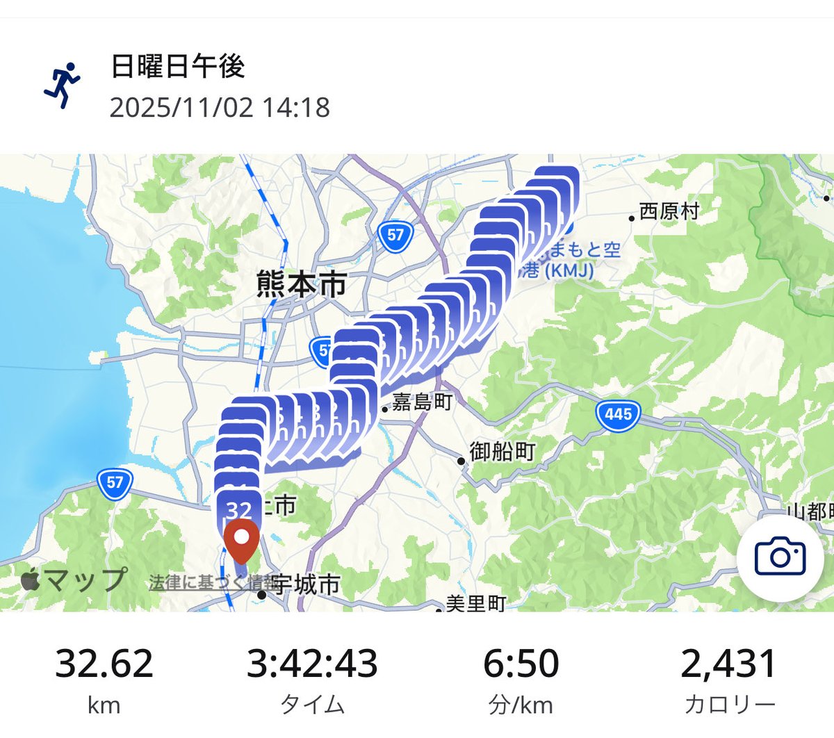 50kmは30kmで撃沈🫠w

脚も限界だけどリュックで肩凝りと擦れで痛くて限界😅
荷物は最低限で軽くしておいたつもりだけどやっぱ背負って走ってると重いね💦
ちょっとなめてた💦

ということで今から電車に切り替えて目的地へ〜🙌

それでも初30kmだからよく頑張ったと思う🥹
#running #GARMIN