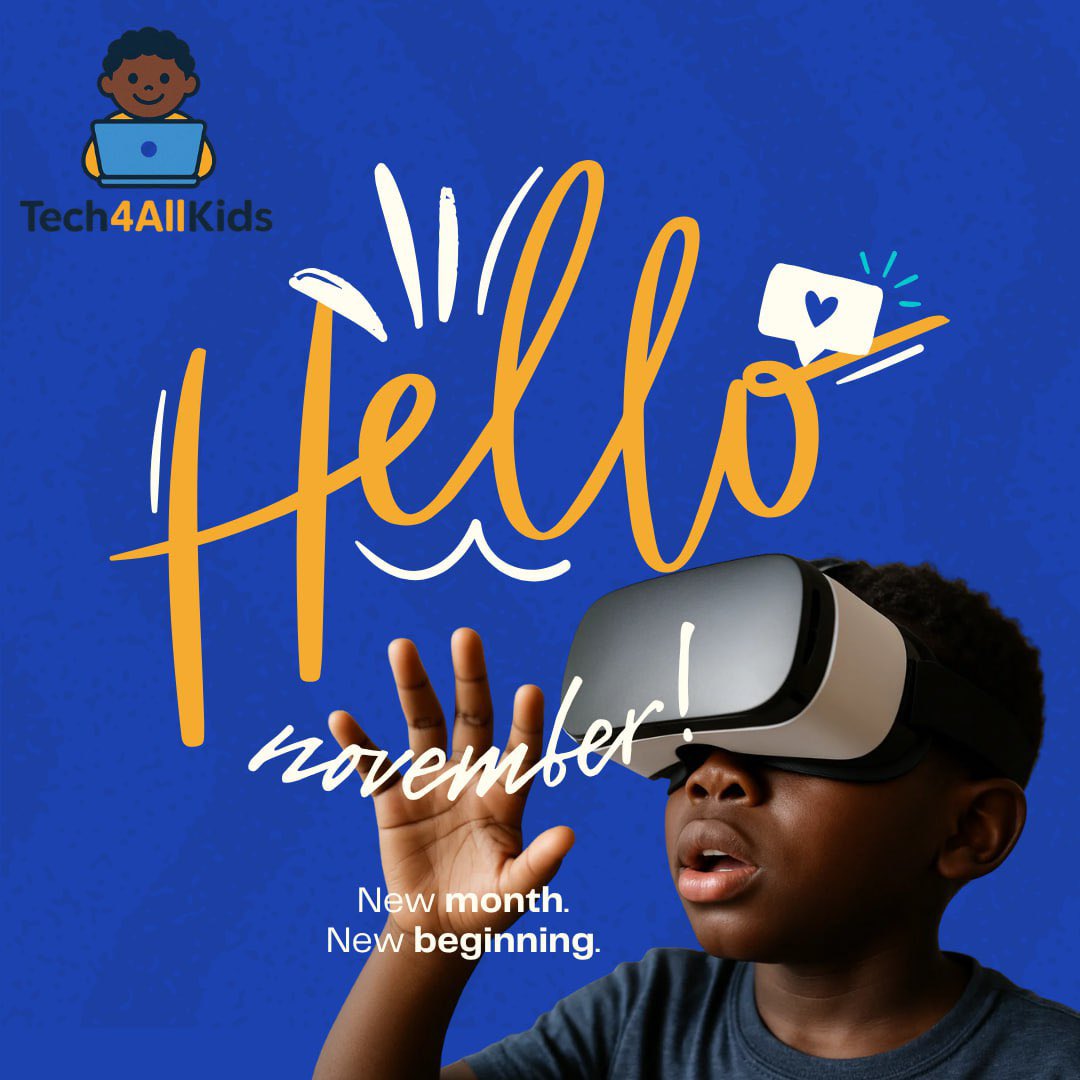 Tech4AllKids's tweet image. 🎉 Happy New Month, Tech Fam! 🎉
Welcome to November! 🍂✨
As we step into this new month, we&apos;re excited about all the amazing possibilities ahead. This is a month for growth, learning, and making incredible tech dreams come true!