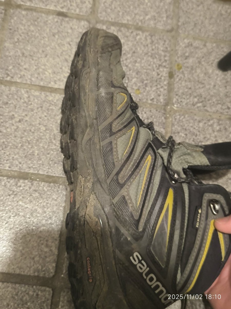 今シーズンも終わりなので新しい靴買いました。
登山10年目はこのピカピカの靴と共にスタートしようと思います。

この5年間で700km。
ソールはすり減って、ボロボロだけど、こいつのおかげで怪我なく歩けました。
次のやつも履き潰してやるから覚悟しとけよぉ